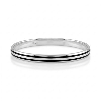 Black Enamel Parallel Silver Kada