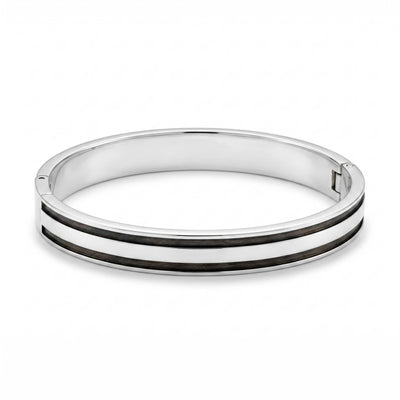 Monochrome Enamel Parallel Silver Kada