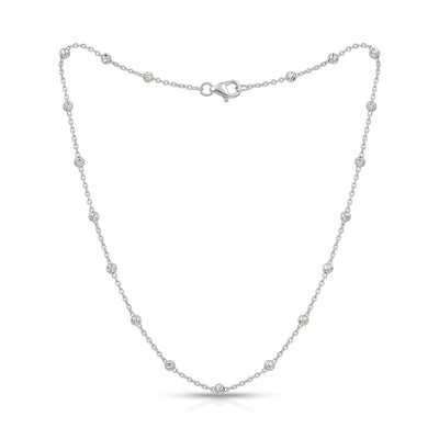 Dainty Silver Bead Station Chain for Women Minimalist Satellite Jewelry Elegant Fine Chain