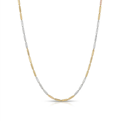 Refined Two Tone Tube Link Chain for Women Gold and Silver Minimalist Fine Jewelry