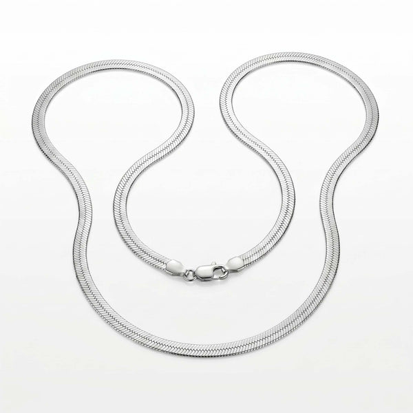 Classic Silver Herringbone Chain for Women Sleek Flat Link Minimalist Fine Jewelry - Flâneur Global® | FG | 925 Fine Silver Jewelry & Accessories