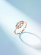 Rose Gold Oval Halo Triple-Station Diamond Ring