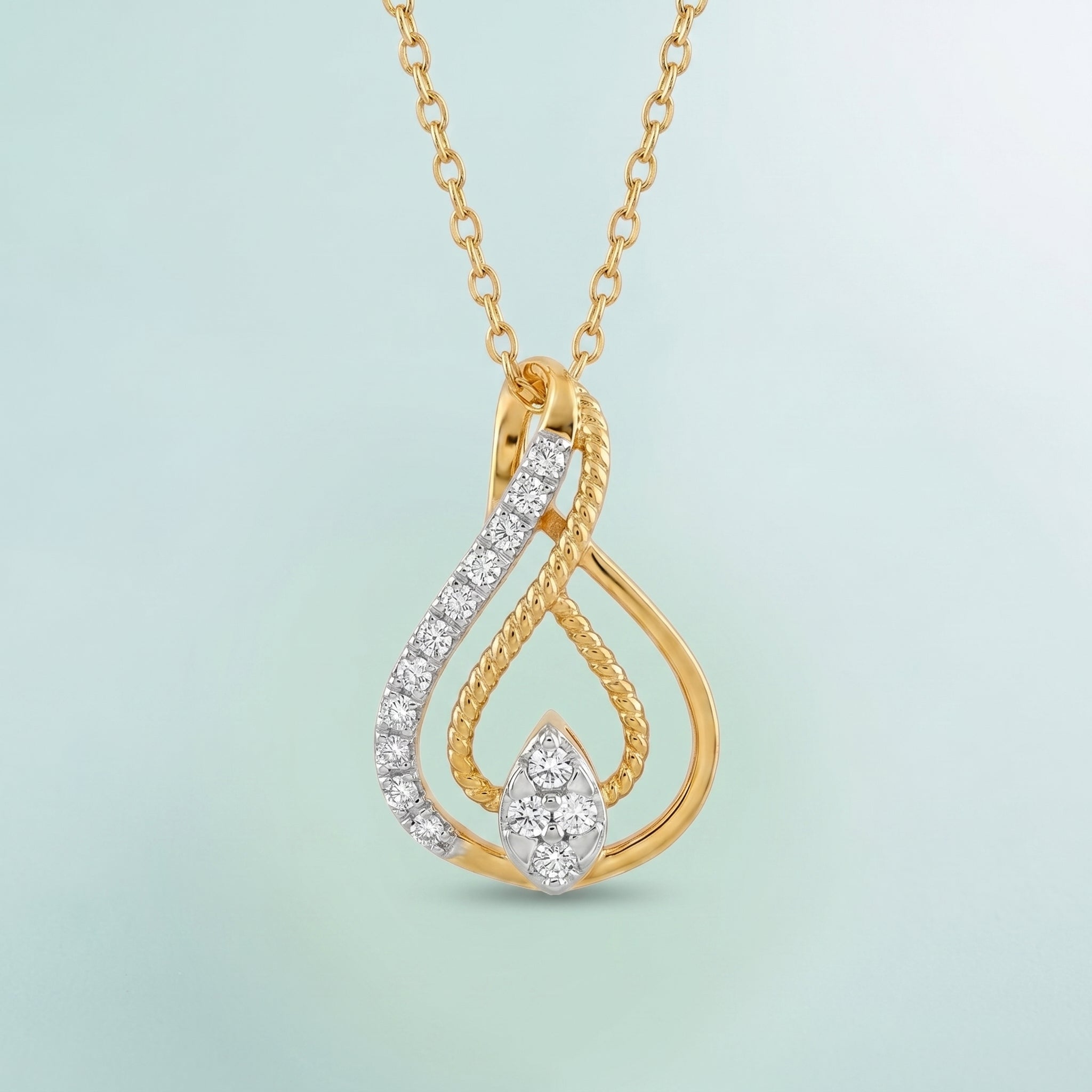 Twisted Teardrop Natural Diamond Pendant