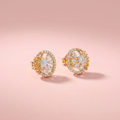Celestial Fan Yellow Gold Earrings
