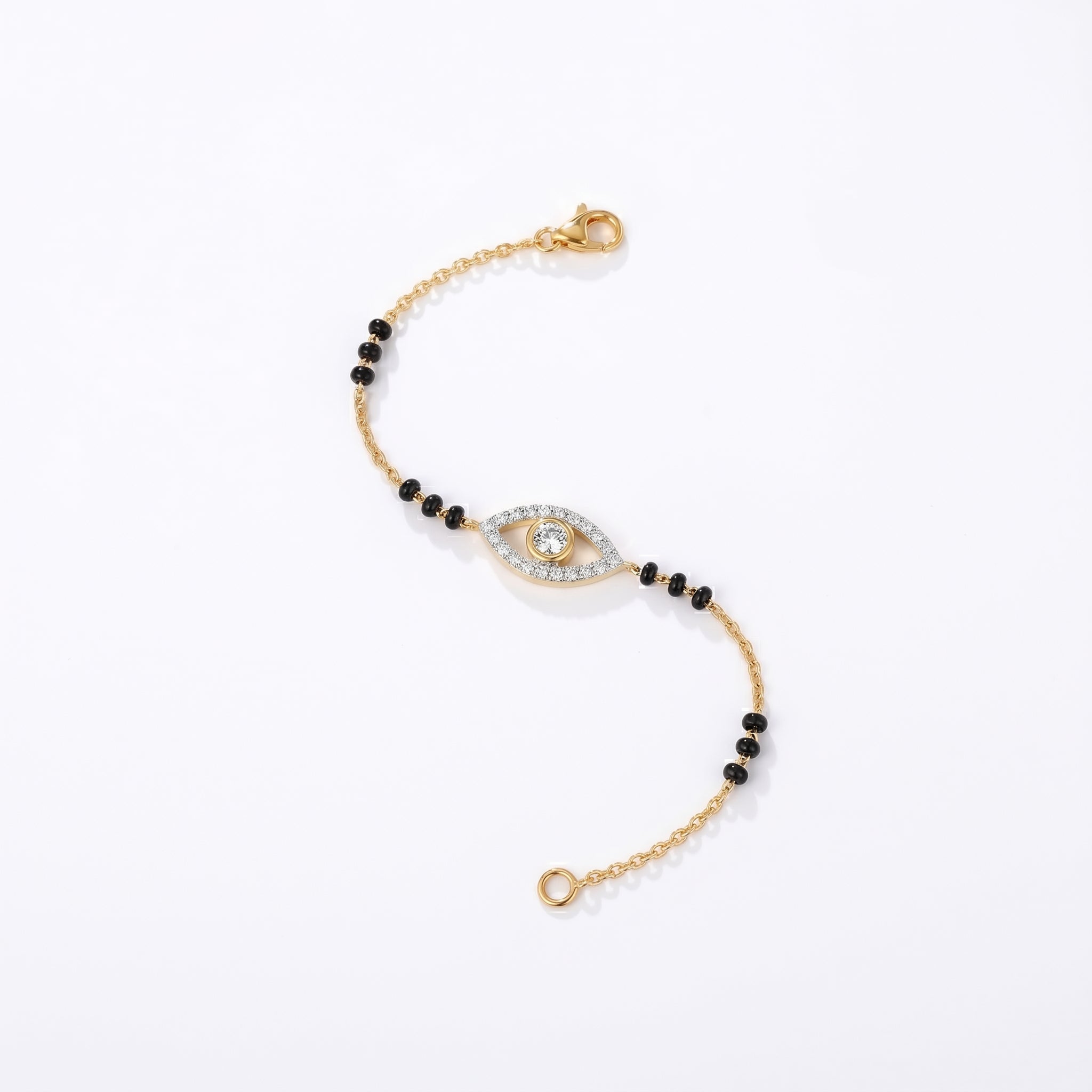 Aura Evil Eye Solitaire Yellow Gold Bracelet