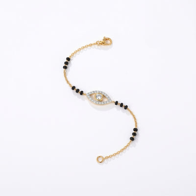 Aura Evil Eye Solitaire Yellow Gold Bracelet