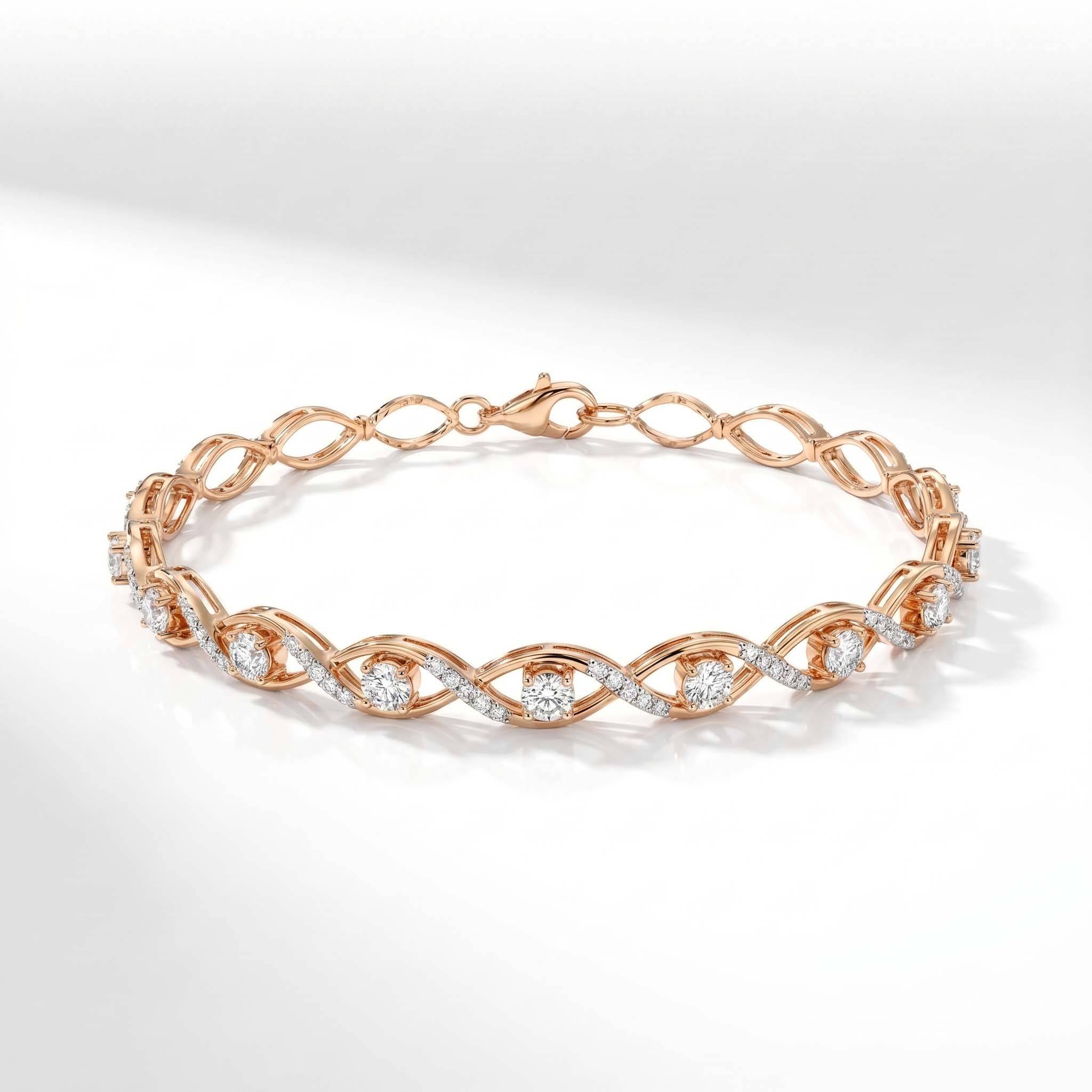 Natural Diamond Rose Gold Twisting Bracelet
