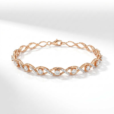 Natural Diamond Rose Gold Twisting Bracelet