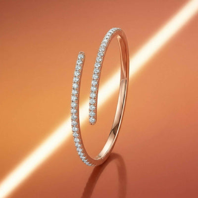 92.5 Fine Silver Rose Gold Wrap-Around Baguette Zirconia Bracelet