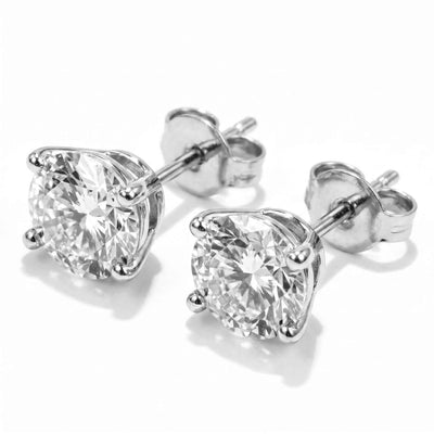 Three-Prong Round Solitaire Zirconia Stud Earrings