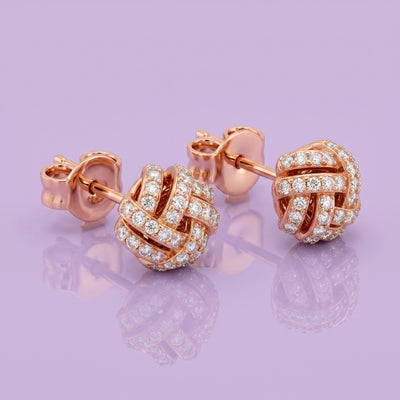 Pave Zirconia Love Knot Stud Earrings