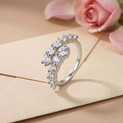 Graduated Round CZ Silver Wrap Ring for her