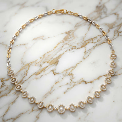 Natural Diamond Two Tone Links Necklace