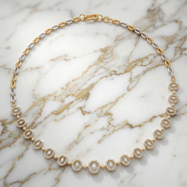 Natural Diamond Two Tone Links Necklace