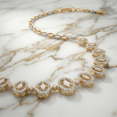 Natural Diamond Two Tone Links Necklace