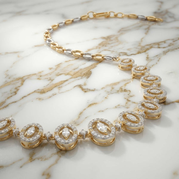 Natural Diamond Two Tone Links Necklace