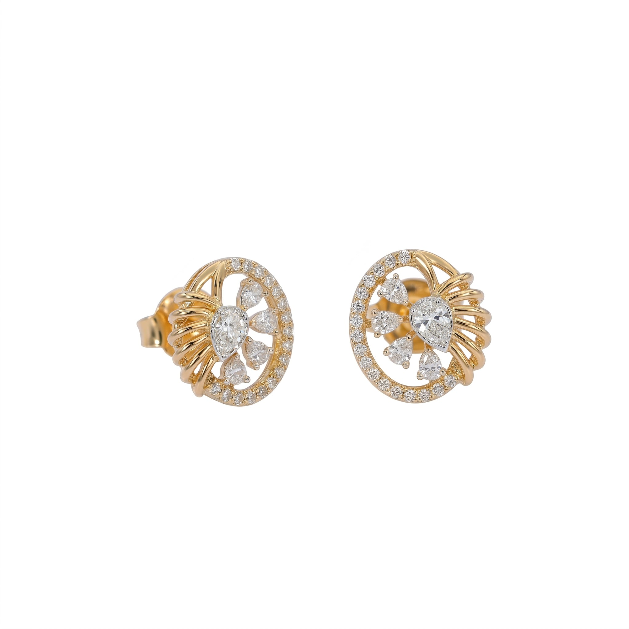 Celestial Fan Yellow Gold Earrings