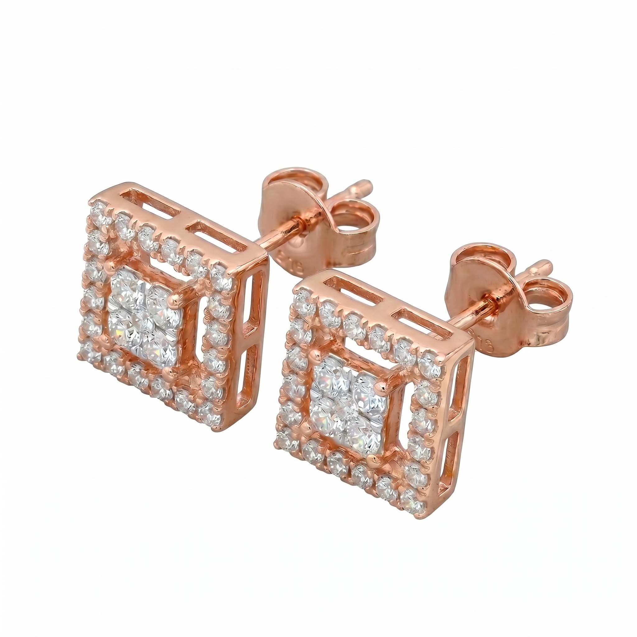 Square Quad Diamond Studs
