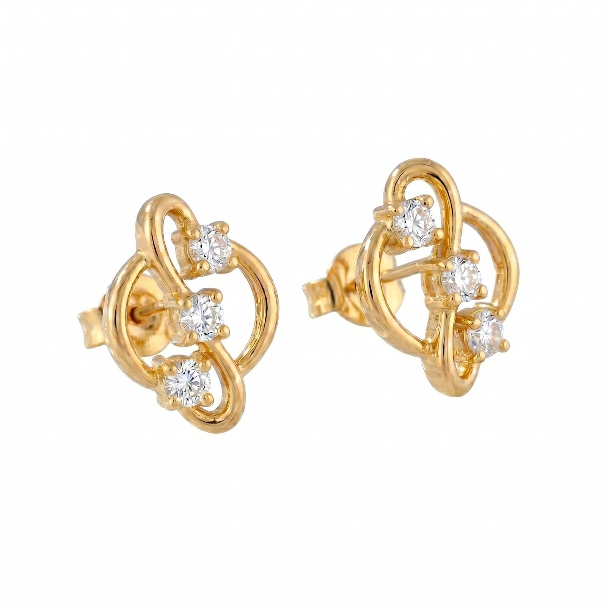 Trinity Wave Diamond Studs