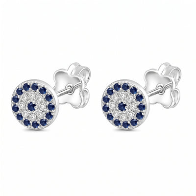 Evil Eye Sapphire Zirconia Stud Earrings in Flaneur 925 Silver