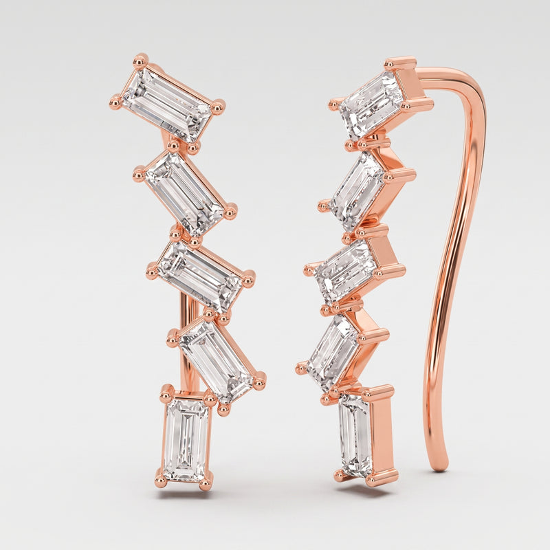 Baguette Zirconia Climber Earrings