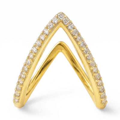 925 Sterling Silver Double Chevron Pavé Ring for Women