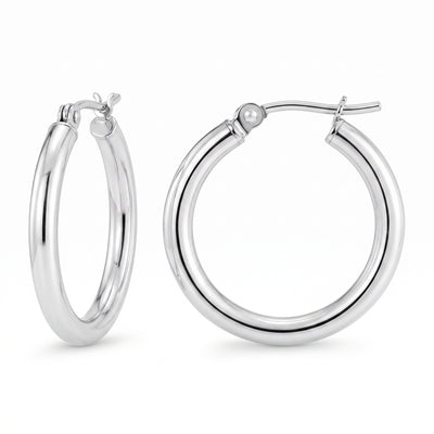 Classic Polished Silver Hoop Earrings in Flaneur 925 Silver