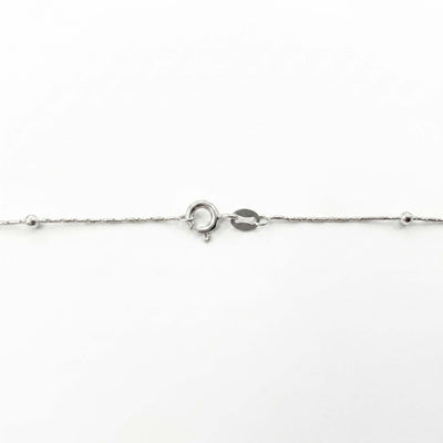 925 Fine Silver Station Ball Chain Necklace for Women Minimalist Beaded Necklace