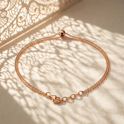 Minimalist Double Chain Gold Anklet – Adjustable Layered Anklet for Women