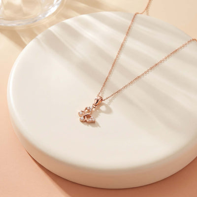 Butterfly Pendant with Zirconia Accents In  Fine Silver Rose Gold