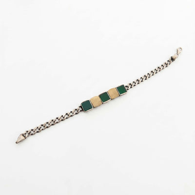 Emerald Green Inlay Curb Link Gents Bracelet