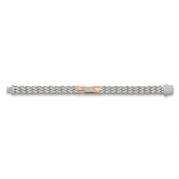 Dual-Tone Pavé Lattice Gents Bracelet - Flâneur Global® | FG | 925 Fine Silver Jewelry & Accessories