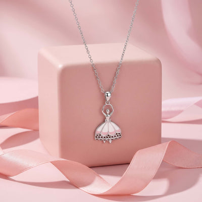 Ballerina Dancer Pendant with White Enamel Detail