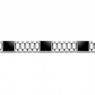 Midnight Black Onyx Silver Link Bracelet