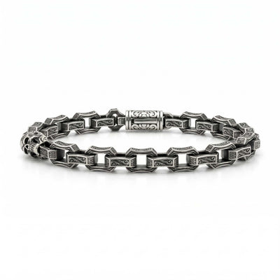Oxidized Tribal Link Sterling Silver Bracelet