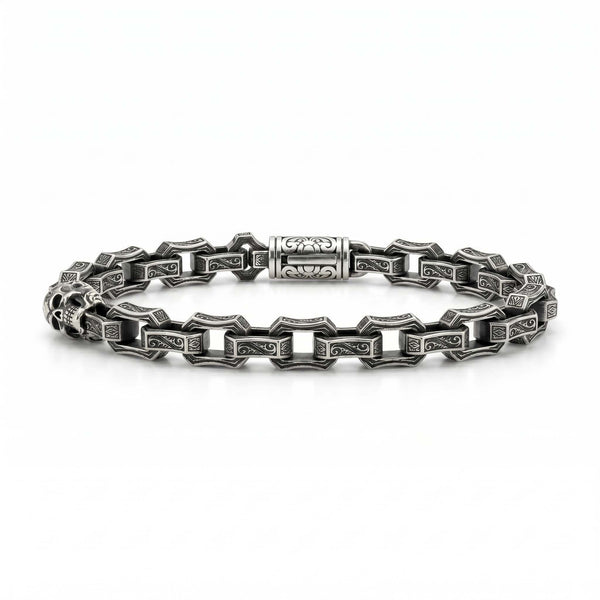 Oxidized Tribal Link Sterling Silver Bracelet - Flâneur Global® | FG | 925 Fine Silver Jewelry & Accessories