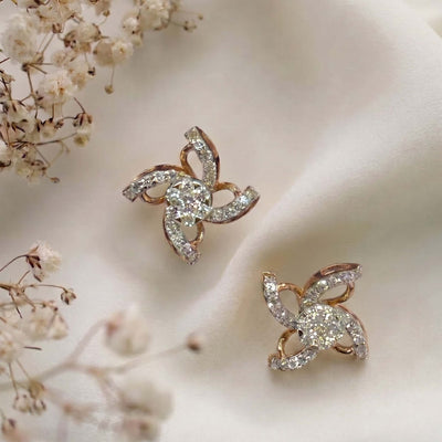Natural Diamond Rose Gold Swirl Earrings