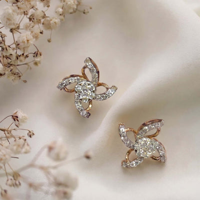 Natural Diamond Rose Gold Swirl Earrings