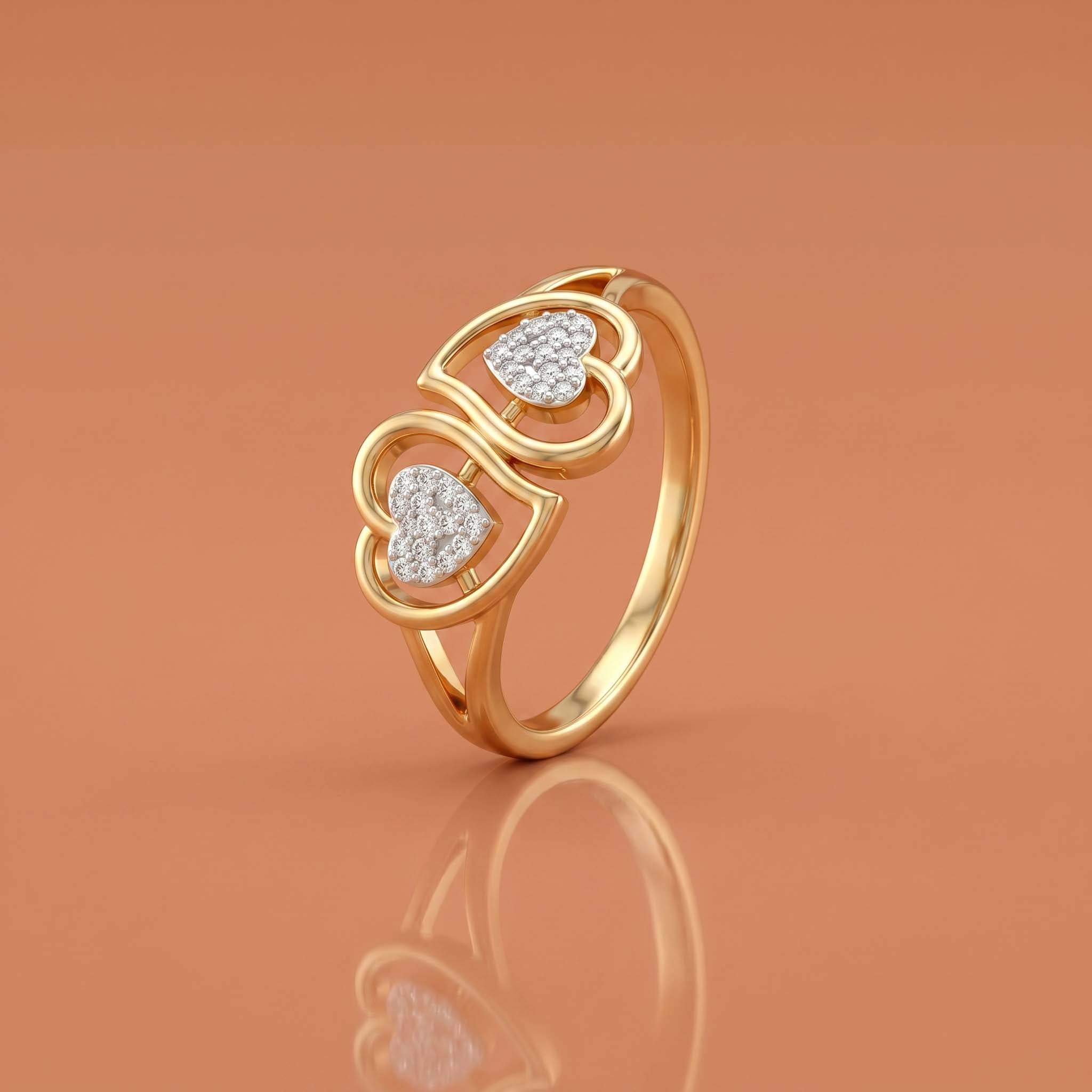 Natural Diamond Yellow Gold Heart Ring