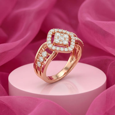 Natural Diamond Rose Gold Rhombus Ring