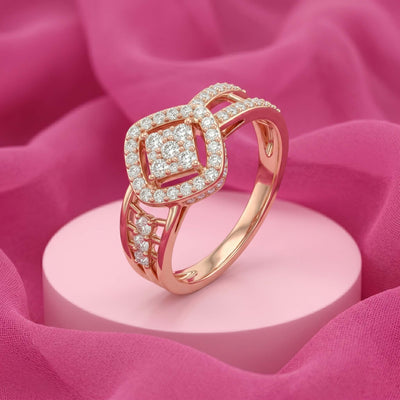Natural Diamond Rose Gold Rhombus Ring