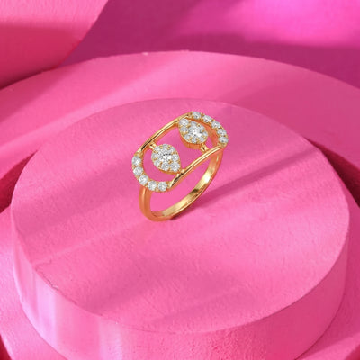 Natural Diamond Rose Gold Pear Ring