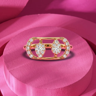 Natural Diamond Rose Gold Pear Ring