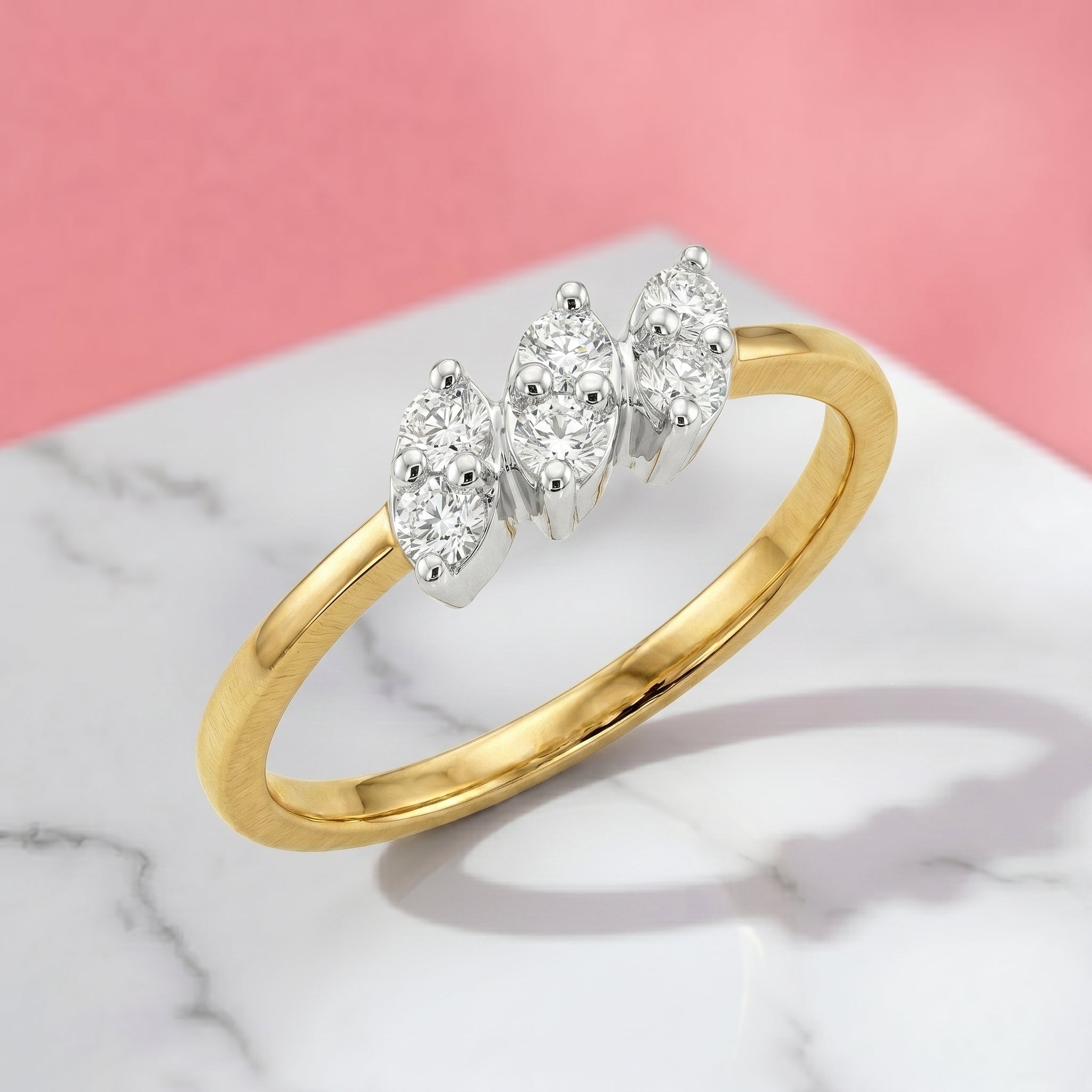Natural Diamond Yellow Gold Cluster Ring