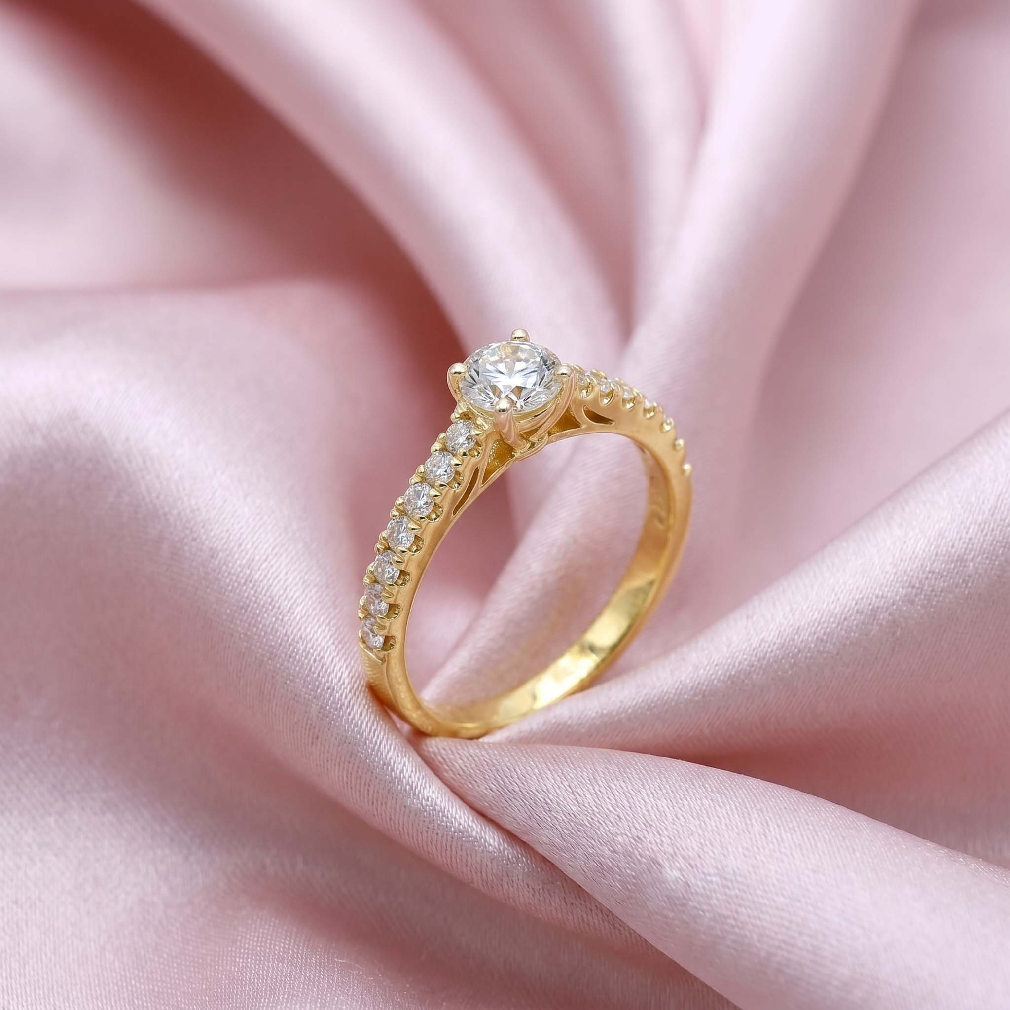 Natural Diamond Yellow Gold Solitaire Ring