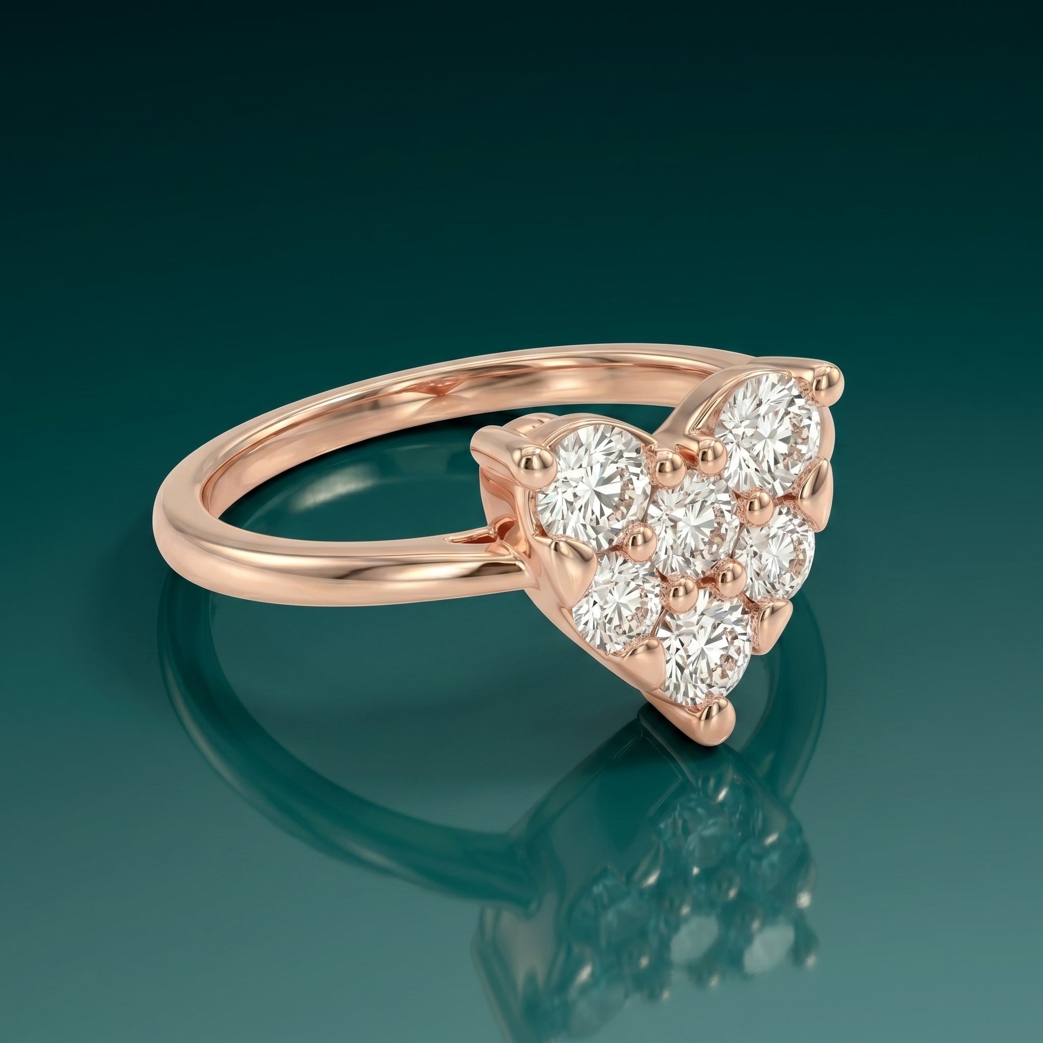 Natural Diamond Rose Gold Heart Ring