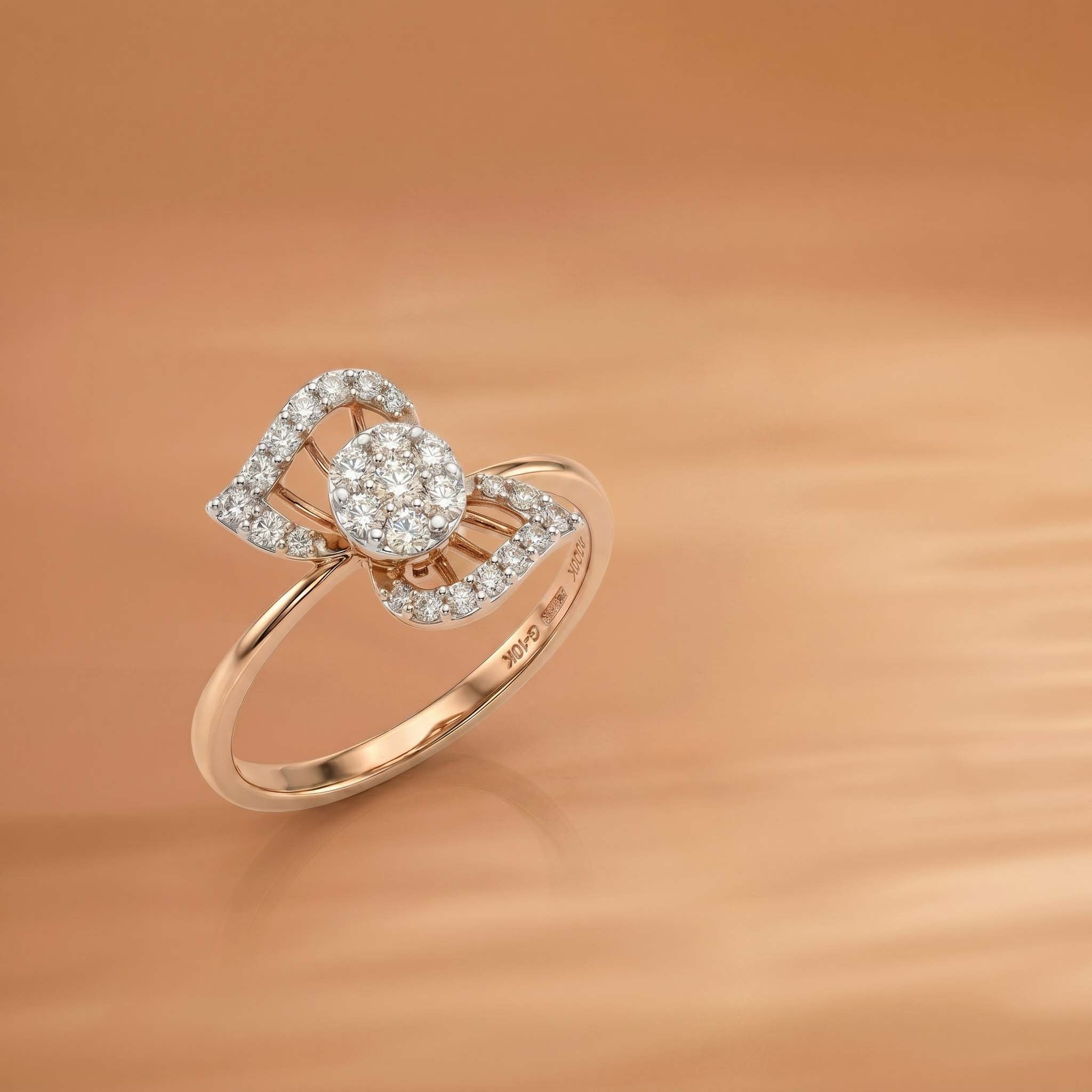 Natural Diamond Rose Gold Flower Ring