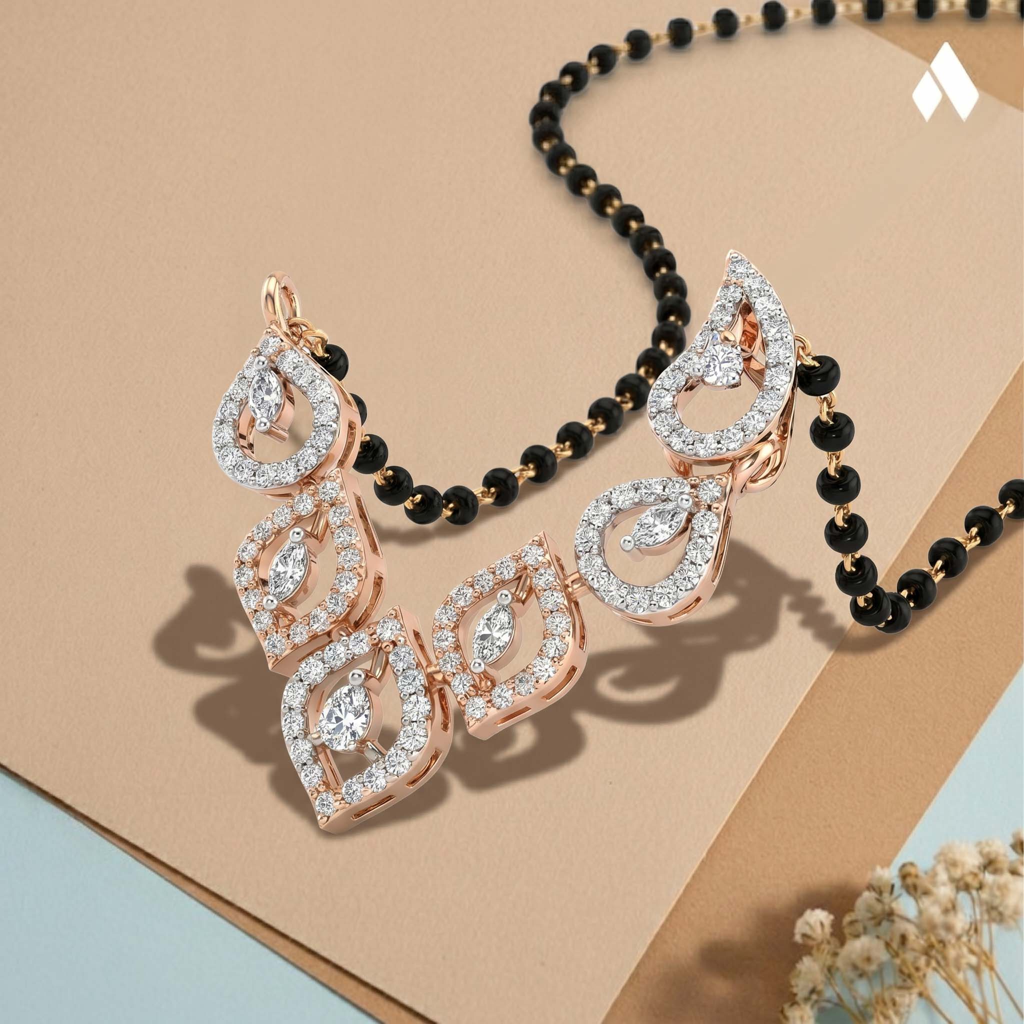 Natural Diamond Rose Gold Mangalsutra Pendant