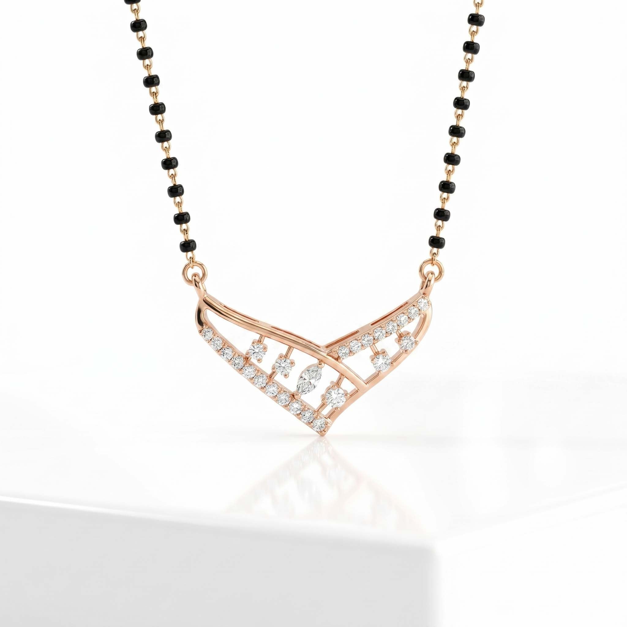 Natural Diamond Rose Gold Mangalsutra Pendant