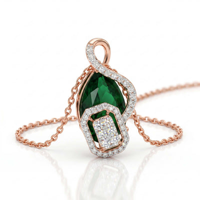 Emerald Geometric Envelope Pendant